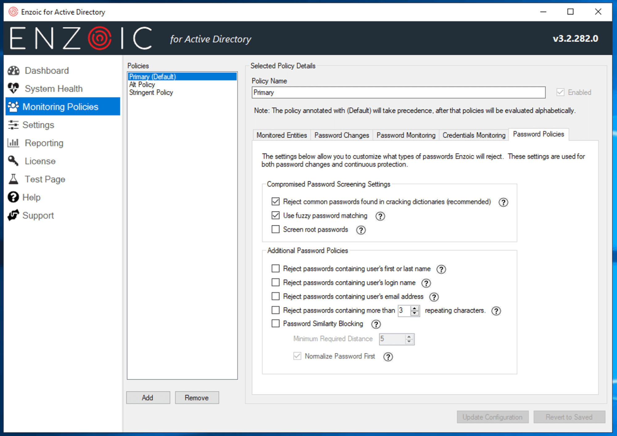 Password Policies Tab