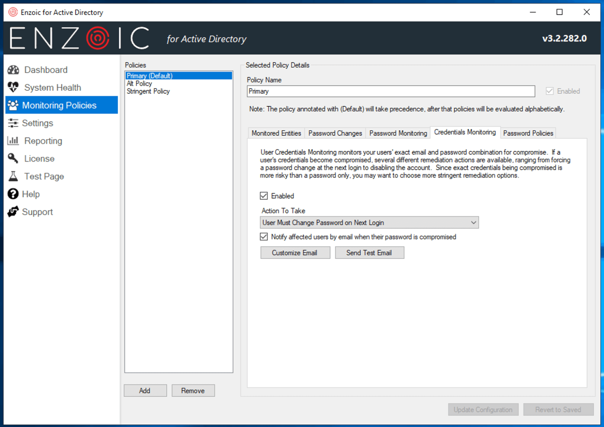 Credentials Monitoring Tab